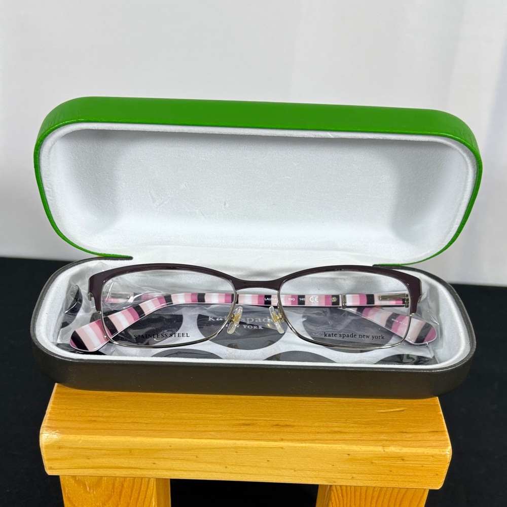 kate spade Pink and Brown Striped Laurianne Eyeglasses